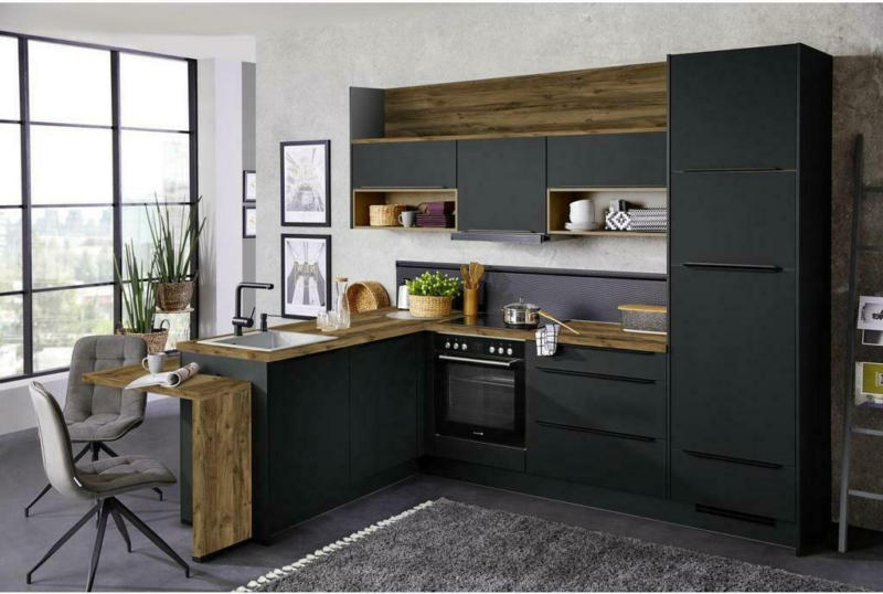 Einbauküche Eckküche Möbelix Eastbourne ohne Geräte 220x303 cm Graphit