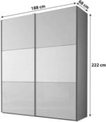 Möbelix Schwebetürenschrank Glasfront 188 cm Includo, Hellgrau/Weiß
