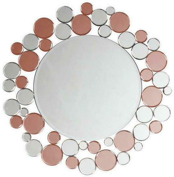 Wandspiegel Bubble Rund 80 cm Metallrahmen Rosa/Silberfarben