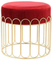 Hocker Cleopatra Bordeaux/Gold Sitz Gepolstert H: 39 cm