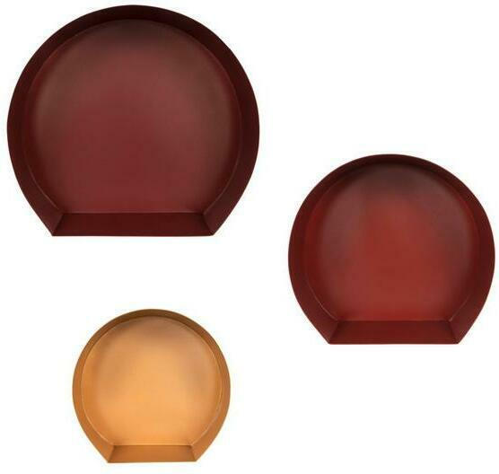 Wandregal Triple 3-Teilig B: 27-39,5 cm Rot/Bordeaux/Gold