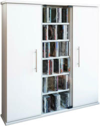 CD Regal mit Türen Santo 86 cm Weiß, Glas