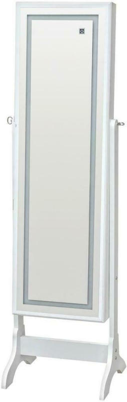 Schmuckschrank Miri Weiß H: 148 cm Stehend, Spiegel + Led