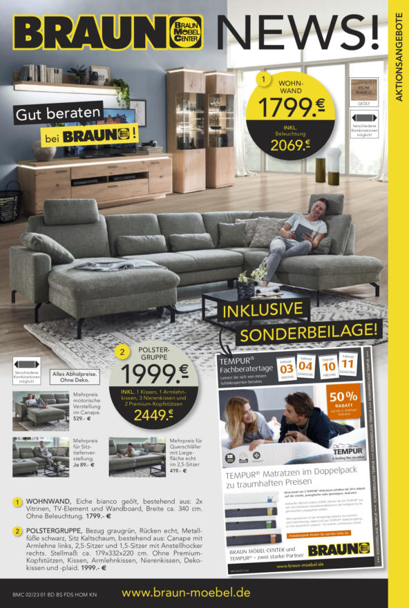 Aktueller Braun MöbelCenter Lugano Prospekt Profital