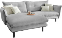 Ecksofa Lazio mit Kissen Blaugrau Webstoff