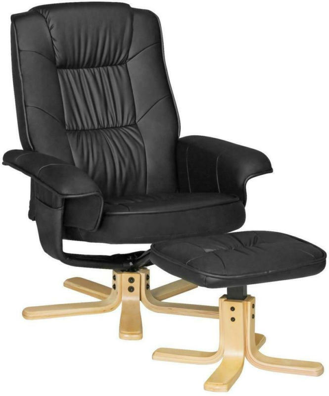 Relaxsessel mit Hocker Comfort Stoff Schwarz