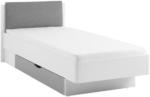 Möbelix Bett mit Kopfteil Gepolstert + Lade 90x200 Yoris Weiß/Grau