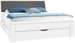 Möbelix Bett mit Stauraum + Kopfteil Gepolstert 180x200 Lindau Weiß