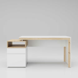 Schreibtisch 160/76/60 cm in Weiß, Eiche Artisan
