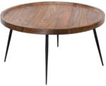Möbelix Couchtisch Holz mit Massiver Tischplatte, Sheesham/Schwarz