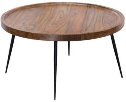 Couchtisch Holz mit Massiver Tischplatte, Sheesham/Schwarz