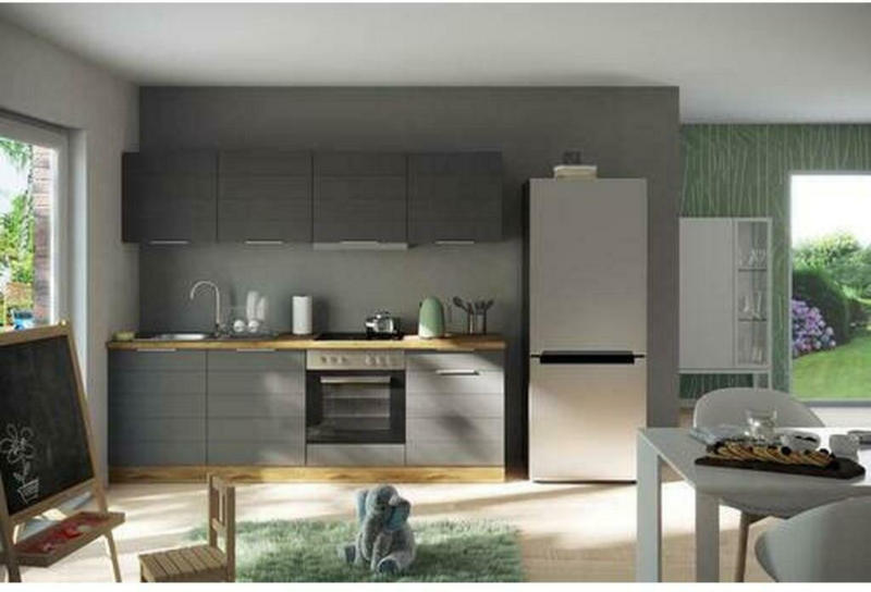 Küchenzeile Florenz ohne Geräte B: 240 cm Grau/Eiche