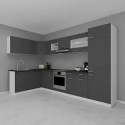 Eckküche 178/328 cm in Anthrazit, Weiß