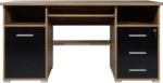 Möbelix Schreibtisch mit Stauraum B 145 H 75 cm, Schwarz/Walnussfarben