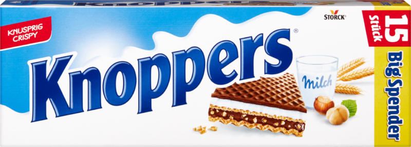 Wafer Knoppers Latte-Nocciole Storck, 15 x 25 g