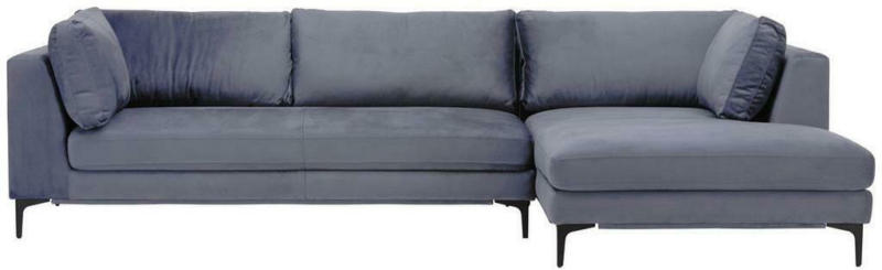 Ecksofa Volante mit Kissen Grau Velours