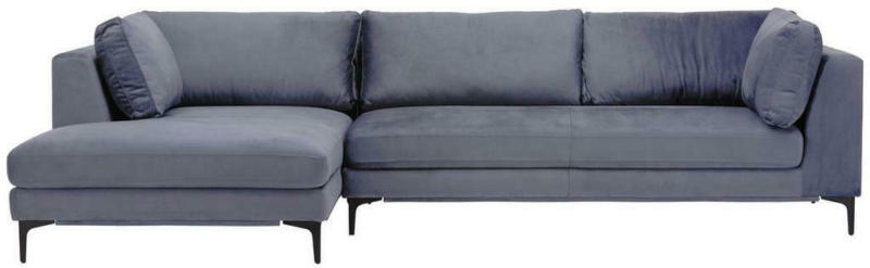 Ecksofa Volante mit Kissen Grau Velours