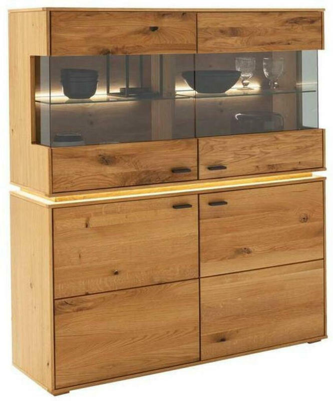 Highboard Echtholz B: 123 cm Como Wildeiche