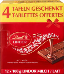Tablette de chocolat Lindor Lait Lindt, 12 x 100 g