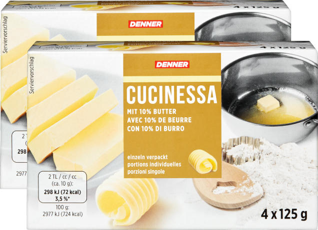 Cucinessa Denner, avec 10% de beurre, 2 x 4 x 125 g
