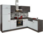 Möbelix Einbauküche Eckküche Möbelix Pn100/80 mit Geräte 275x175 cm in Weiß/Steineiche
