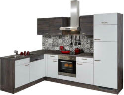 Einbauküche Eckküche Möbelix Pn100/80 mit Geräte 175x275 cm in Weiß/Steineiche