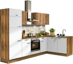 Einbauküche Eckküche Möbelix Pn100/80 mit Geräte 275x175 cm In Evoke Eiche/Weiß