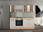 Möbelix Küchenzeile Abaco mit Geräten 210 cm Perlmutt/Akazie Modern