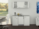 Möbelix Miniküche mit Kühlschrank + Kochfeld 150cm Weiß/Grau Dekor