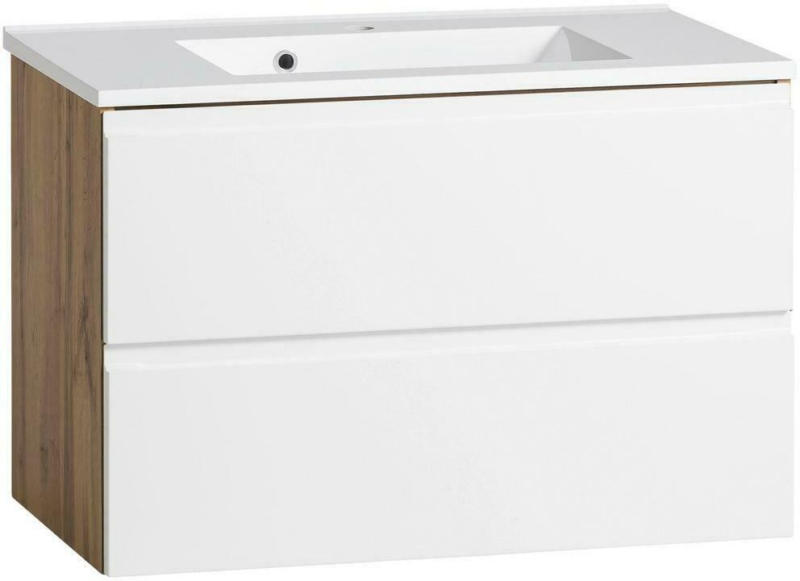 Waschbecken mit Unterschrank Varese B:80cm Eiche Dekor/Weiß