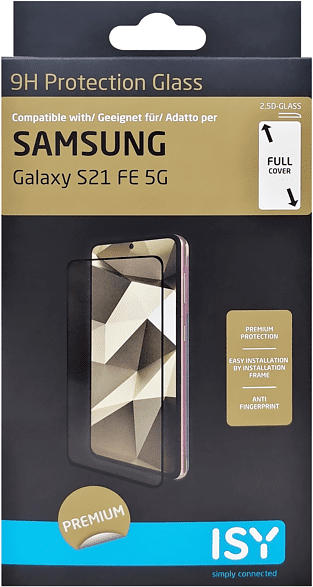 ISY Displayschutzglas für Samsung Galaxy S21 FE 5G, Transparent/Schwarz
