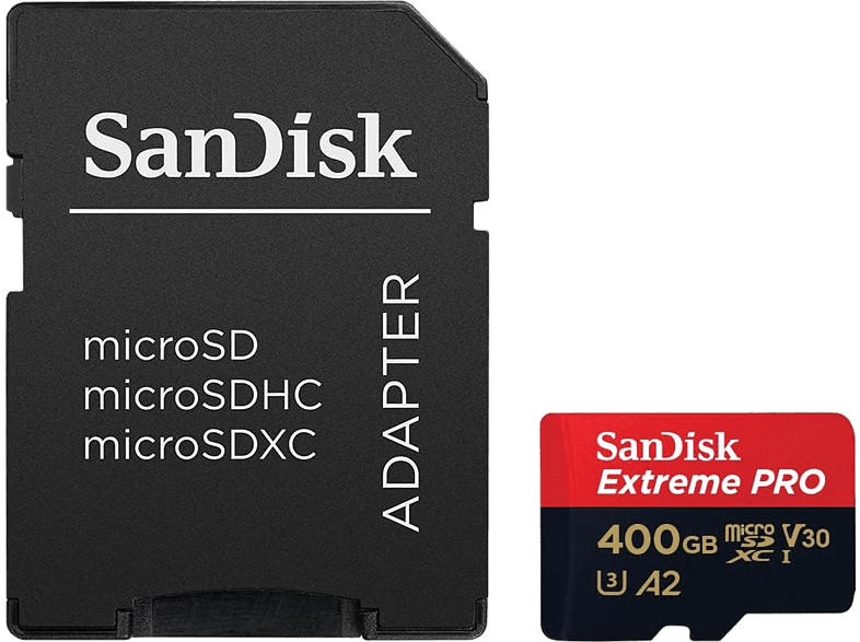 SanDisk 400GB Speicherkarte Extreme PRO microSDXC Kit, R200/W140, UHS-I U3, A2, Class 10