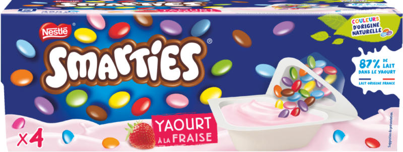 Yogurt Mix-in Nestlé, Fragola con Smarties, 4 x 120 g
