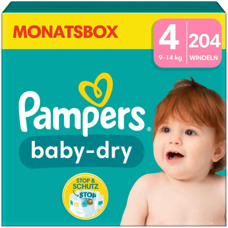 Pampers Baby-Dry Grösse 4 Monatsbox 204 Windeln -