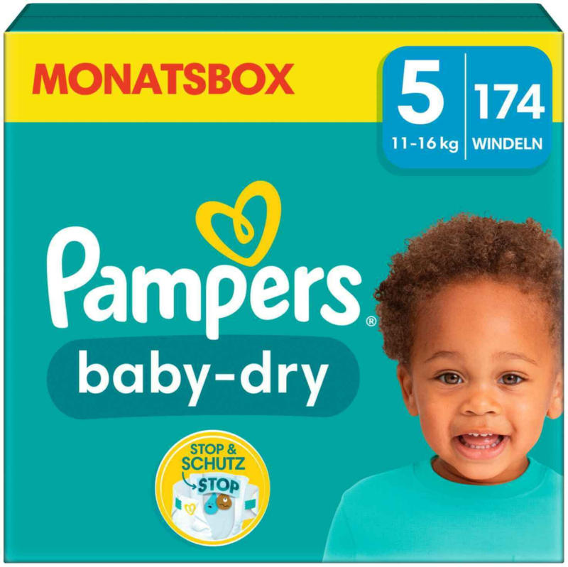 Pampers Baby-Dry taglia 5 box mensile 174 pannolini -