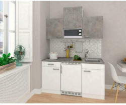 Miniküche mit Kühlschrank und Mikrowelle B: 150 cm Grau/Weiß