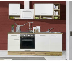 Küchenzeile mit Geräten B: 220 cm Eichefarben/Weiß