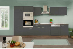 Küchenzeile mit Geräten B: 340 cm Grau/Eiche Dekor