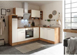 Einbauküche Eckküche Möbelix mit Geräten 250x172cm Eichefarben/Weiß
