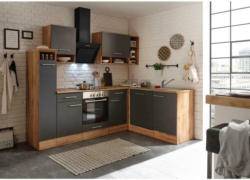 Einbauküche Eckküche Möbelix mit Geräte 250x172 cm Eichefarben/Grau
