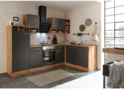Einbauküche Eckküche Möbelix Economy mit Geräten 280x172cm Wildeiche Dekor/Grau