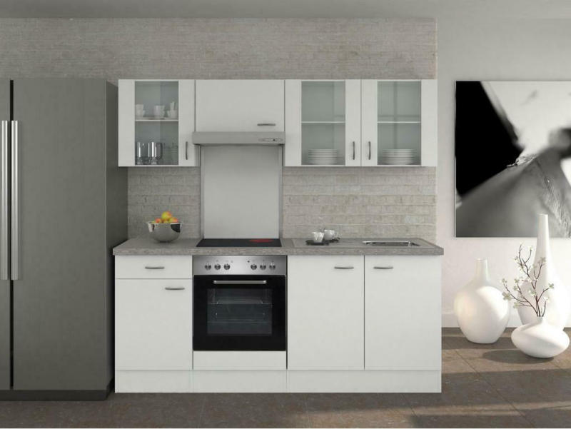 Küchenzeile Wito mit Geräten 210 cm Grau/Weiß Modern