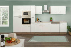Küchenzeile mit Geräten B: 370 cm Weiß/Eiche Dekor
