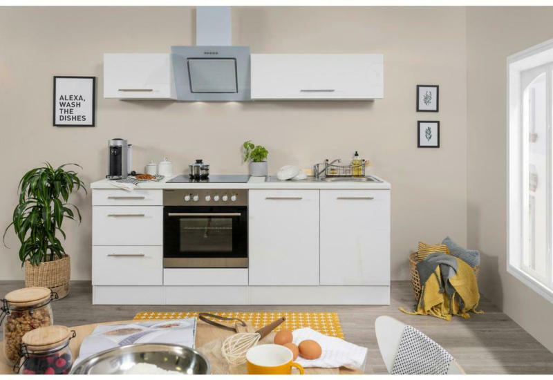 Küchenzeile mit Geräten B: 210 cm Weiß