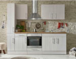 Möbelix Küchenzeile mit Geräten B: 240 cm Weiß/Lärche Dekor