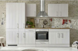 Küchenzeile mit Geräten B: 300 cm Weiß/Lärche Dekor