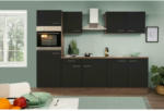 Möbelix Küchenzeile mit Geräten B: 270 cm Schwarz/Eiche Dekor