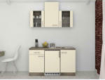Möbelix Miniküche mit Kühlschrank + Kochfeld 150cm Magnolie/Eiche