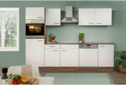 Küchenzeile mit Geräten B: 280 cm Weiß/Eiche Dekor