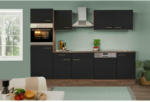 Möbelix Küchenzeile mit Geräten B: 280 cm Schwarz/Eiche Dekor